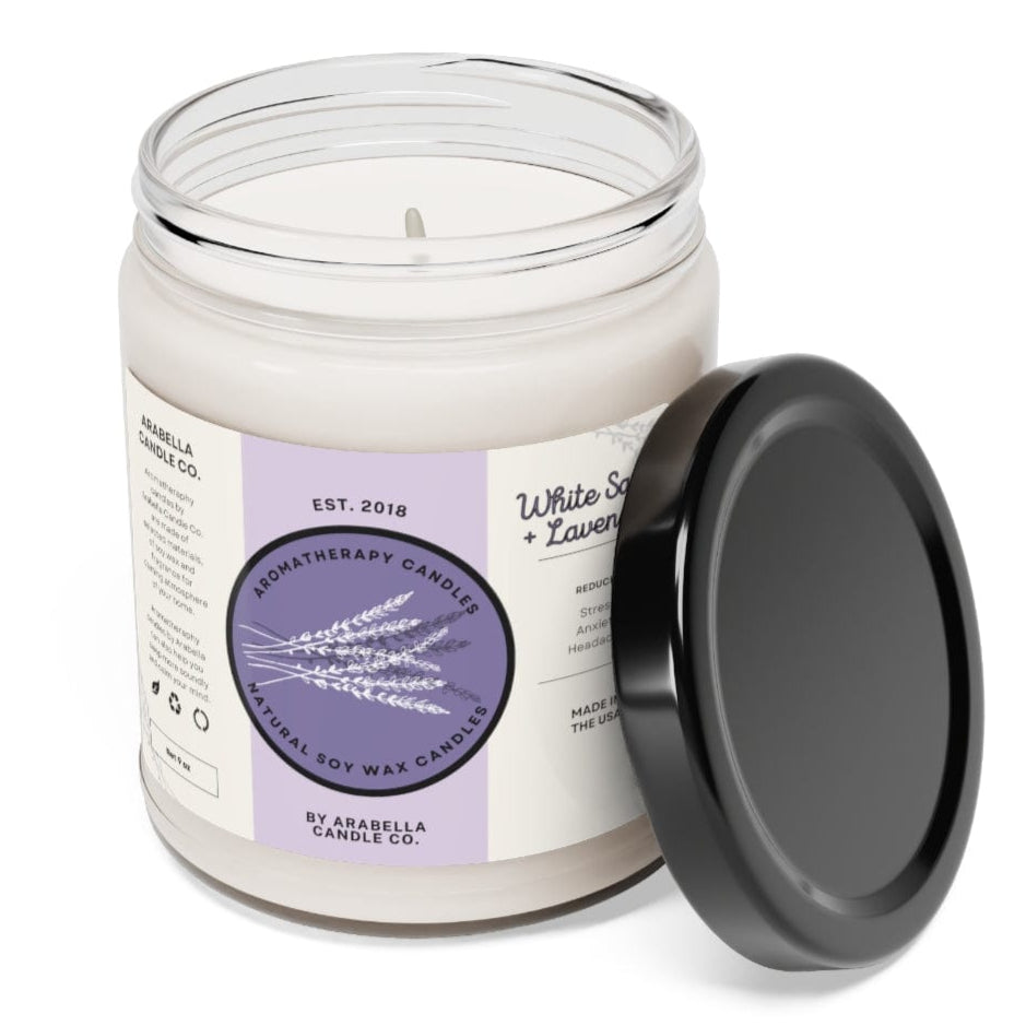 Printify Home Decor White Sage + Lavender / 9oz Scented Soy Candle, 9oz - White Saige + Lavender