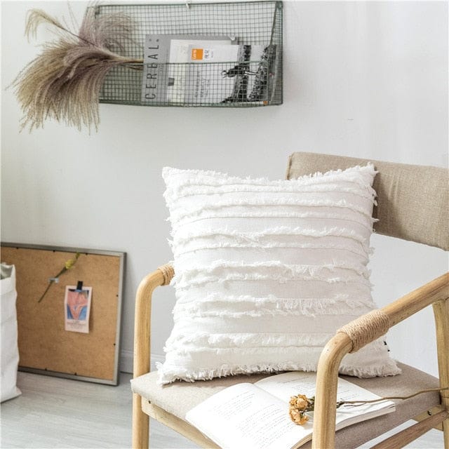Spruced Roost Home Decor 450mm*450mm / White Solid Striped and Soft Pillow Covers - 2 Sizes - 4 Colors