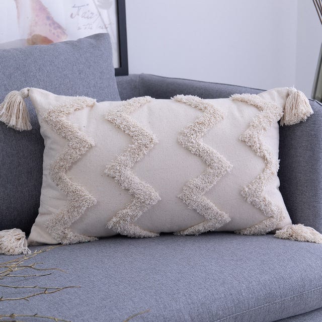Spruced Roost Home Decor E 30x50cm Tassels Beige Pillow Cover  - 2 Sizes - 5 Styles