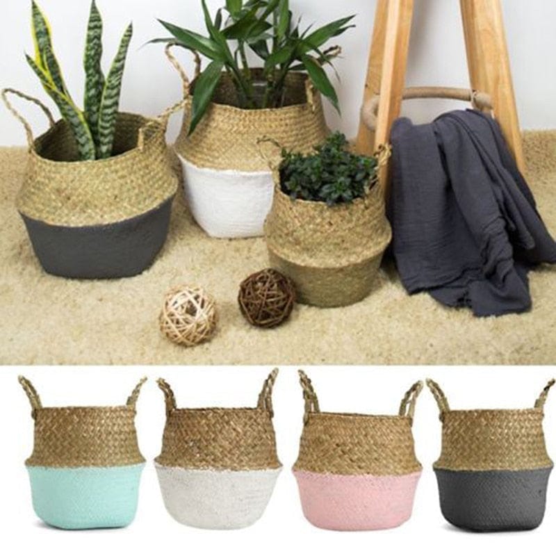 Tools Improving Store Home Decor Woven Bamboo Foldable Storage Baskets - 4 Colors