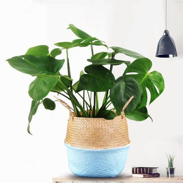 Tools Improving Store Home Decor Blue Woven Bamboo Foldable Storage Baskets - 4 Colors