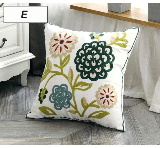 Spruced Roost Home & Garden E Embroidered Ethnic Canvas Pillow Cover -  Styles - 45 cm x 45 cm