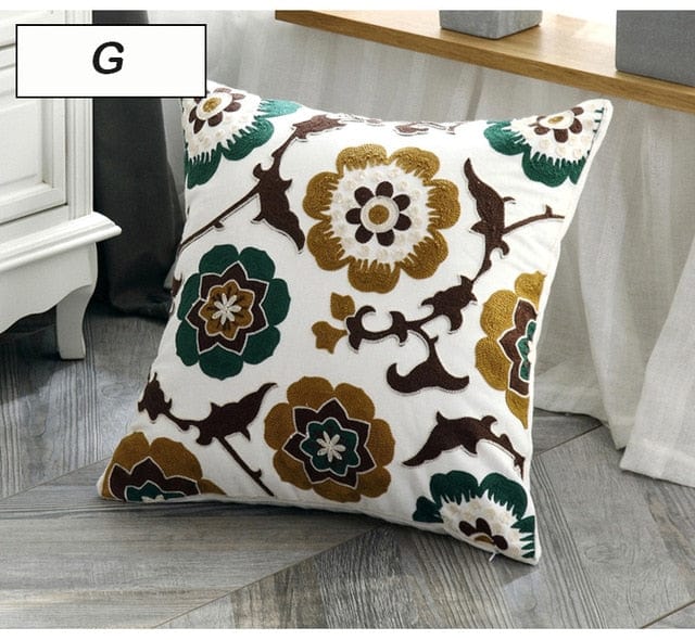 Spruced Roost Home & Garden G Embroidered Ethnic Canvas Pillow Cover -  Styles - 45 cm x 45 cm