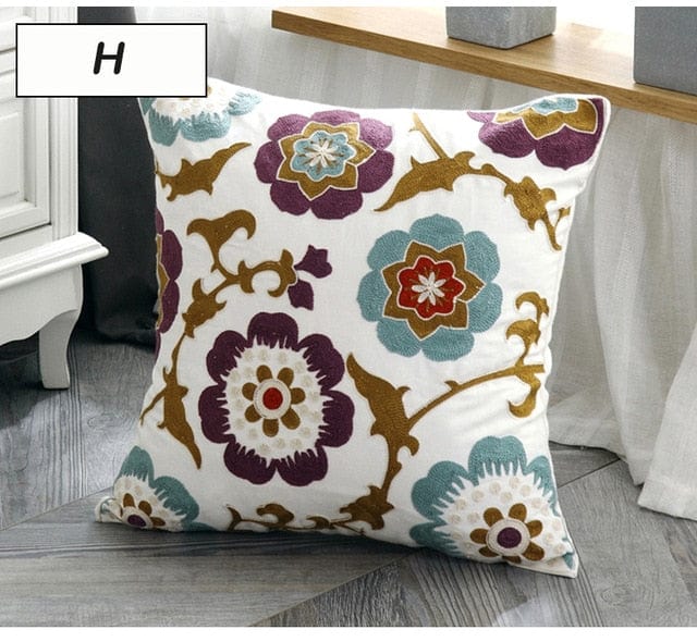 Spruced Roost Home & Garden H Embroidered Ethnic Canvas Pillow Cover -  Styles - 45 cm x 45 cm