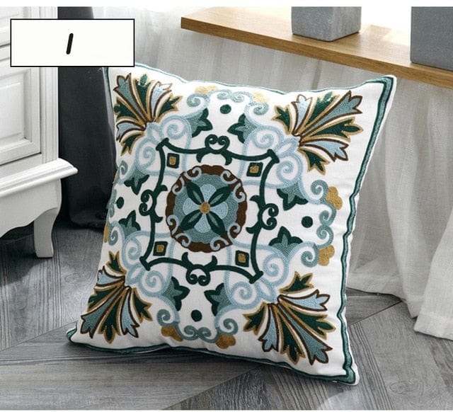 Spruced Roost Home & Garden I Embroidered Ethnic Canvas Pillow Cover -  Styles - 45 cm x 45 cm