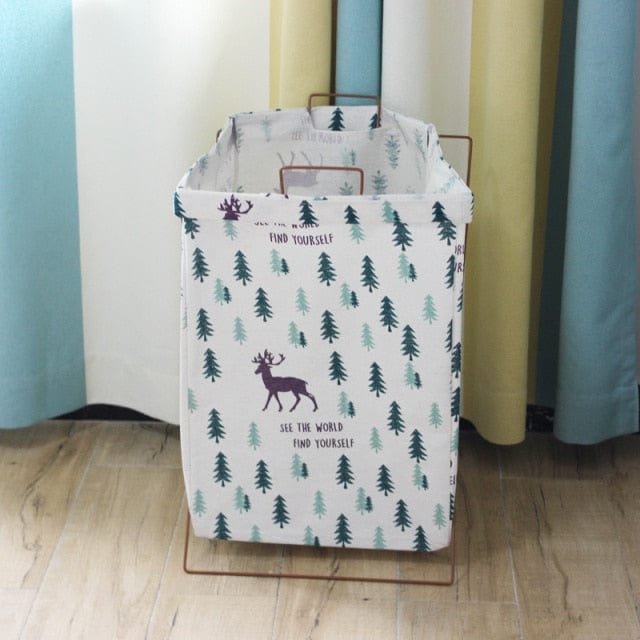 Spruced Roost Home & Garden Forest deer / 43X30X23CM Geometric Fabric Laundry Basket Hamper - 7 Styles