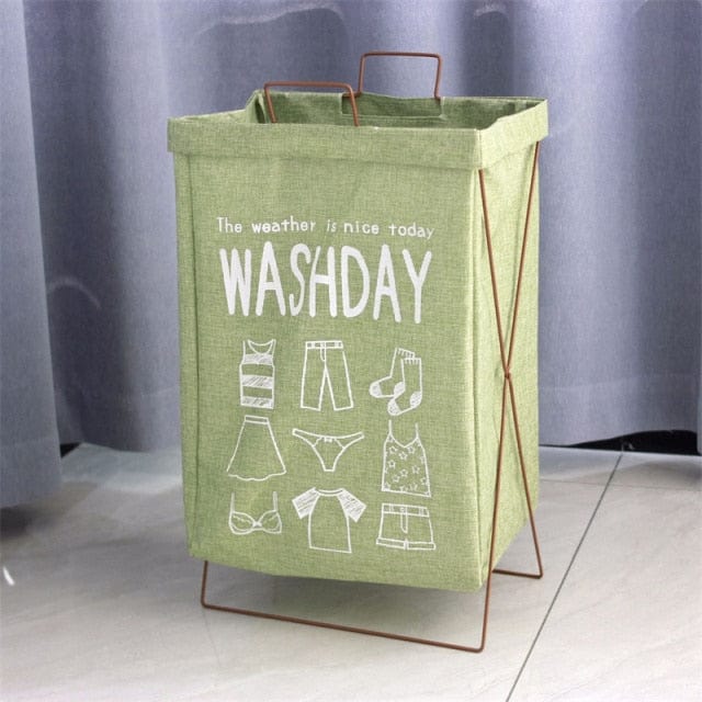 Spruced Roost Home & Garden Washday green / 43X30X23CM Geometric Fabric Laundry Basket Hamper - 7 Styles