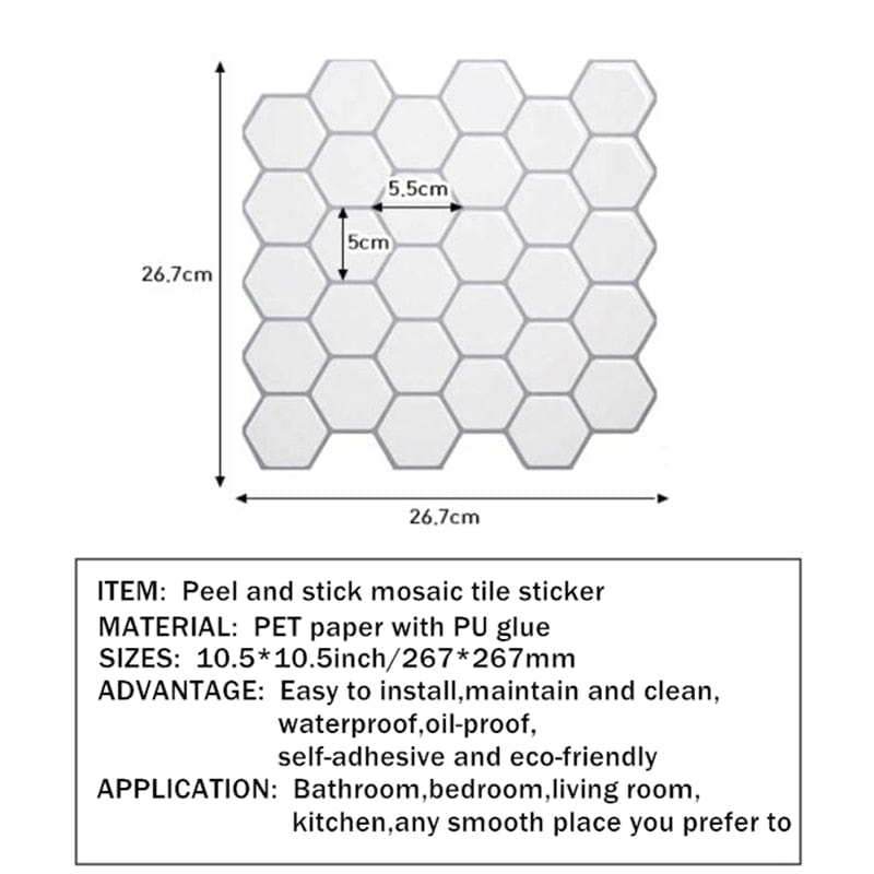 Spruced Roost Home & Garden Hexagonal Penny Tile for Kitchen and Bathroom Back splash - Sheet