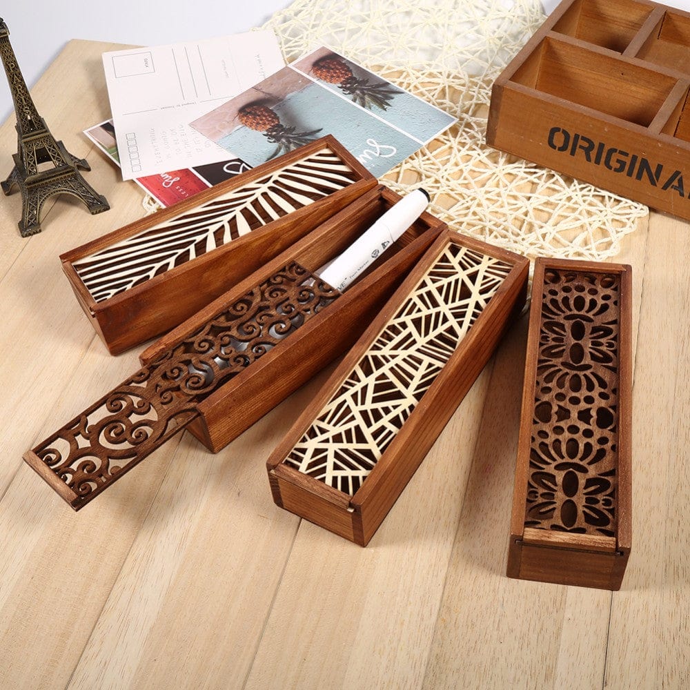 Spruced Roost Home & Garden Hollow Laser cut Wood Pencil Case Storage Box Creative Students 4 Designs