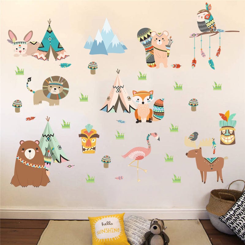 Oberlo Home & Garden Western Animal Tribal Wall Stickers For Kids Rooms