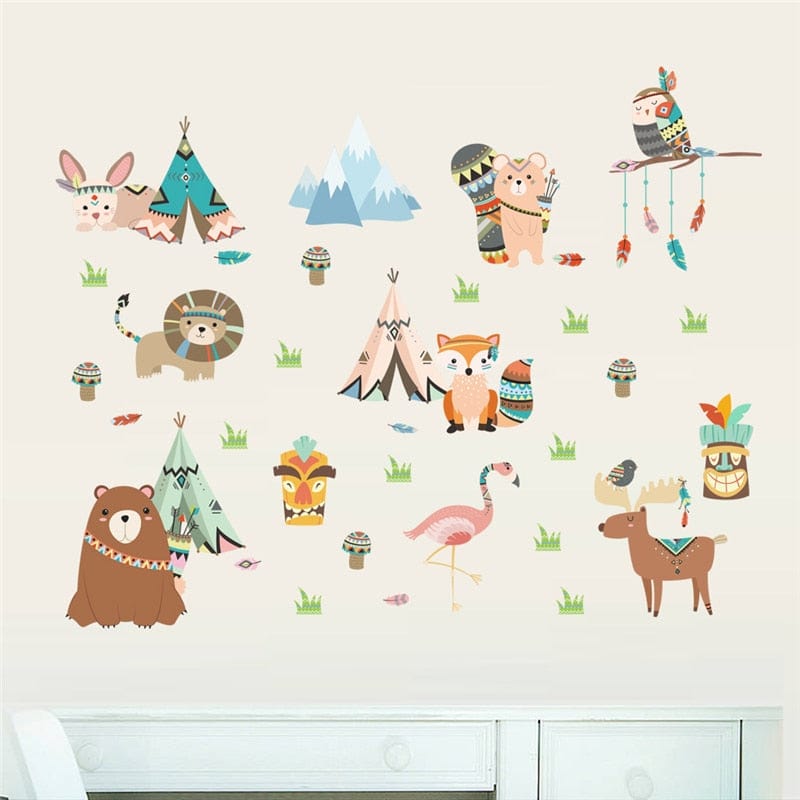 Oberlo Home & Garden Western Animal Tribal Wall Stickers For Kids Rooms