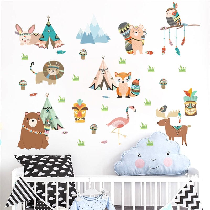 Oberlo Home & Garden Western Animal Tribal Wall Stickers For Kids Rooms