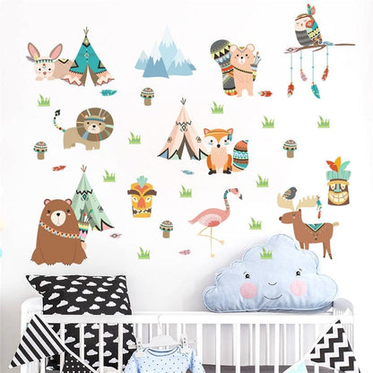 Oberlo Home & Garden Western Animal Tribal Wall Stickers For Kids Rooms