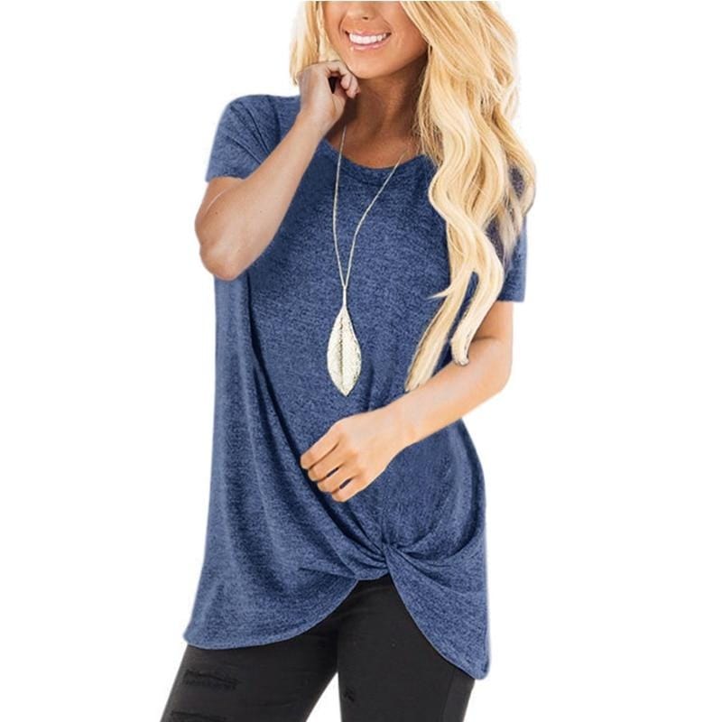 Spruced Roost Hoodie Dark Blue / M Round Neck Front Knotted T Shirt - S-3XL - 12 Colors