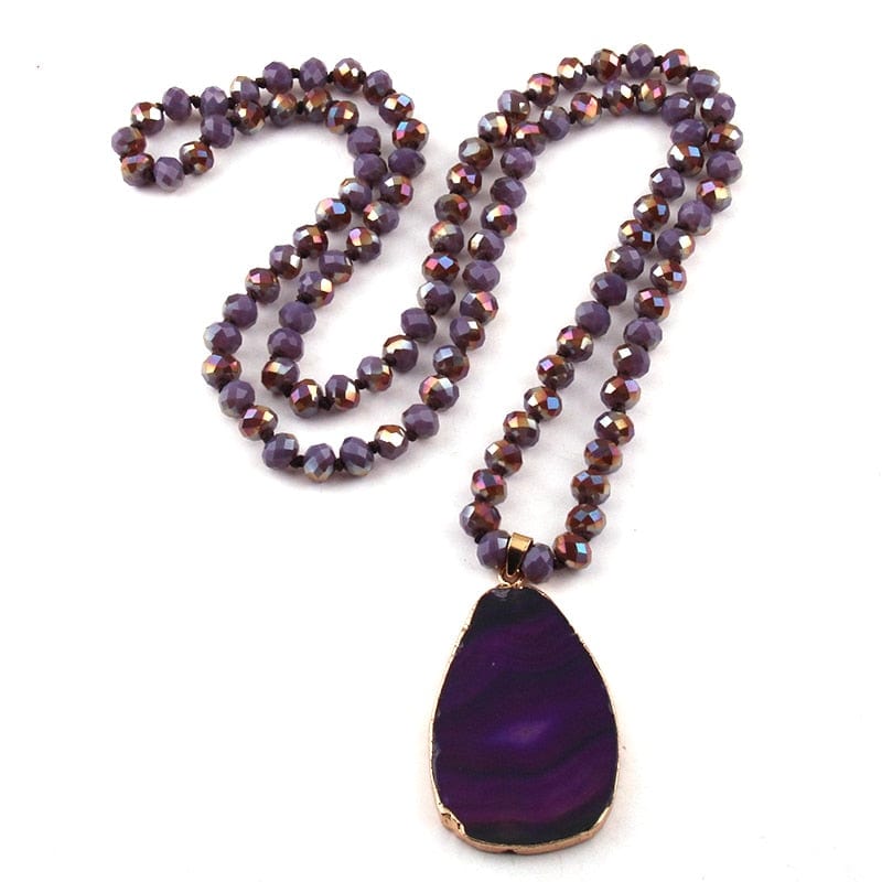 Spruced Roost Jewelry purple charm / 86-90CM Artisan knotted Glass Pendant & Beads - 3 Color/Styles