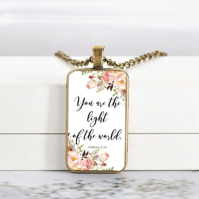 Spruced Roost Jewelry 17 Bible Verse Faith and Flowers Necklace - 26 Styles