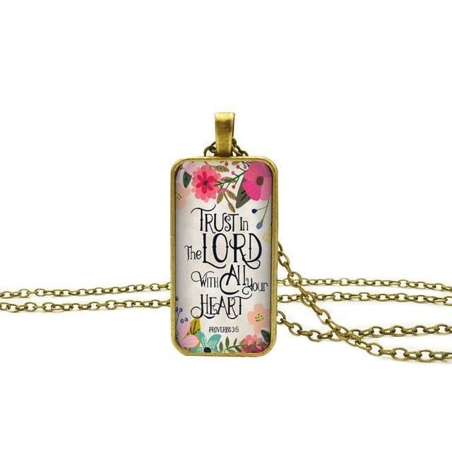Spruced Roost Jewelry 1 Bible Verse Faith and Flowers Necklace - 26 Styles