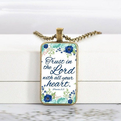 Spruced Roost Jewelry 13 Bible Verse Faith and Flowers Necklace - 26 Styles