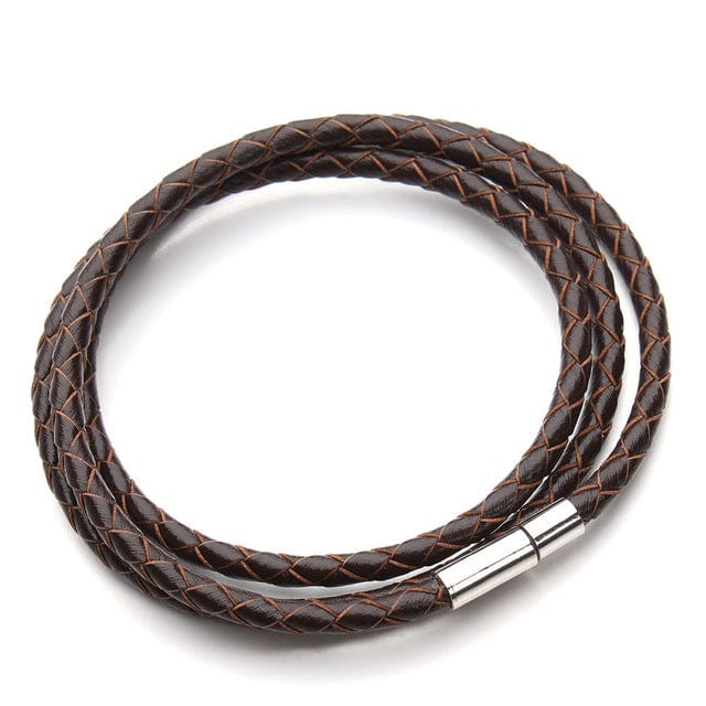 Spruced Roost Jewelry Deep brown Braided Leather Magnetic Clasp Bracelet