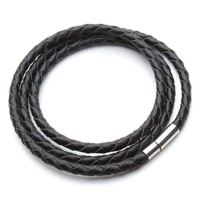 Spruced Roost Jewelry Black Braided Leather Magnetic Clasp Bracelet