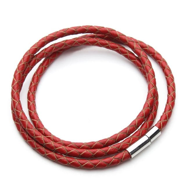 Spruced Roost Jewelry red Braided Leather Magnetic Clasp Bracelet