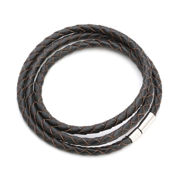Spruced Roost Jewelry deepgrey Braided Leather Magnetic Clasp Bracelet