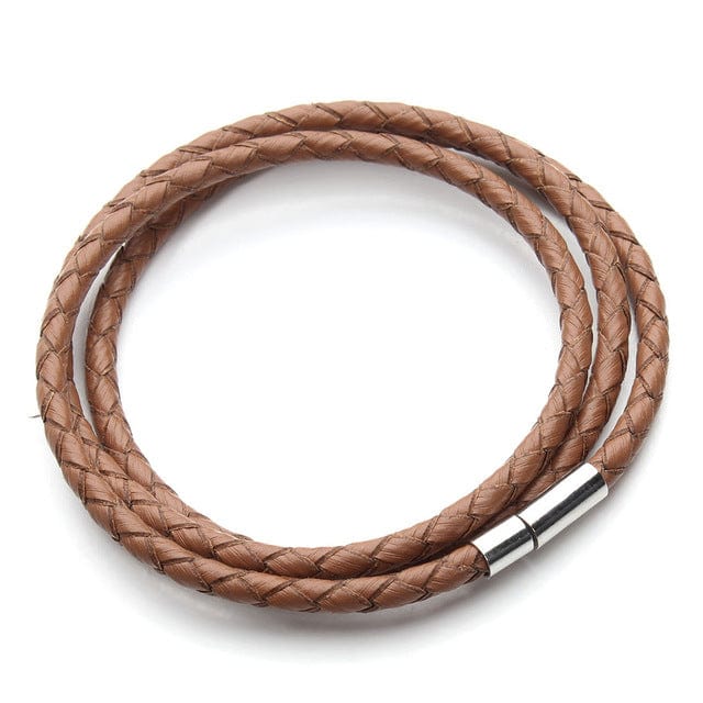 Spruced Roost Jewelry light brown Braided Leather Magnetic Clasp Bracelet