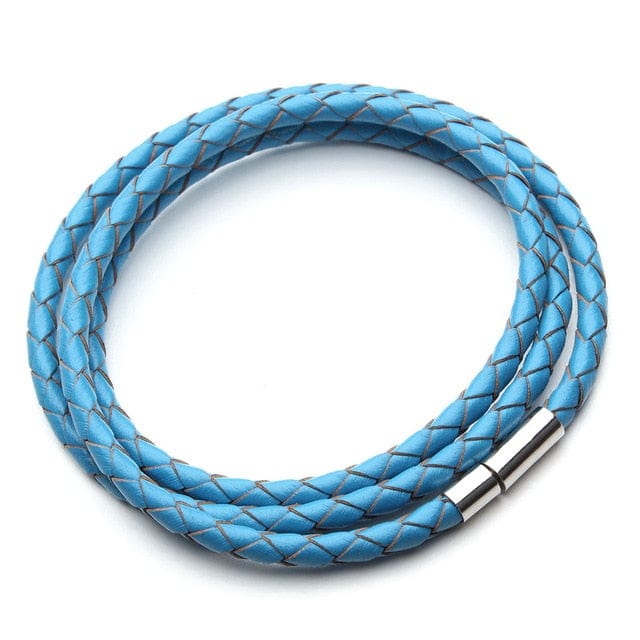 Spruced Roost Jewelry Blue Braided Leather Magnetic Clasp Bracelet