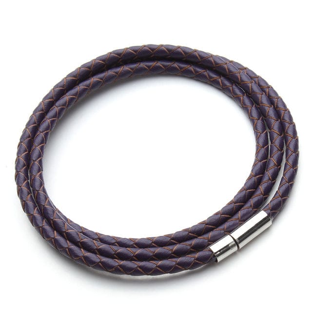 Spruced Roost Jewelry purple Braided Leather Magnetic Clasp Bracelet