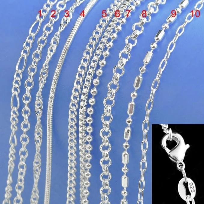 Spruced Roost Jewelry Chain Necklace with Lobster Clasps  925 Sterling Silver - 16"-30"