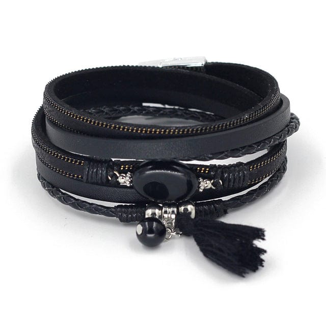 Spruced Roost Jewelry B9005e black Fall Wrap Leather Bracelet- 6 Colors