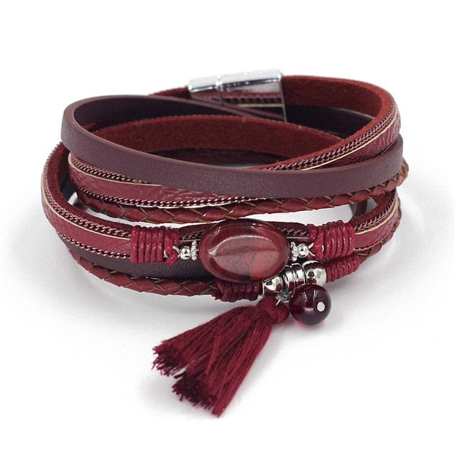 Spruced Roost Jewelry B9005a red Fall Wrap Leather Bracelet- 6 Colors
