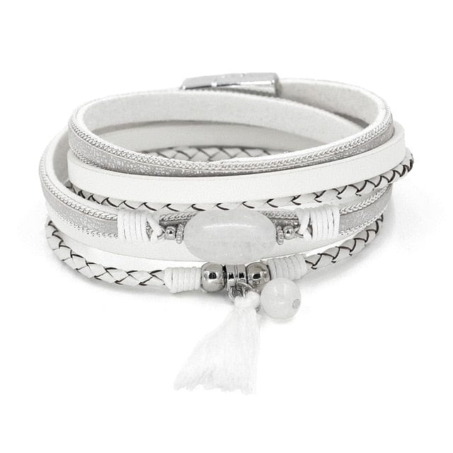 Spruced Roost Jewelry B9005b white Fall Wrap Leather Bracelet- 6 Colors