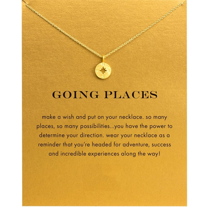Spruced Roost Jewelry Going Places - Gold Compass Pendant Choker Necklace