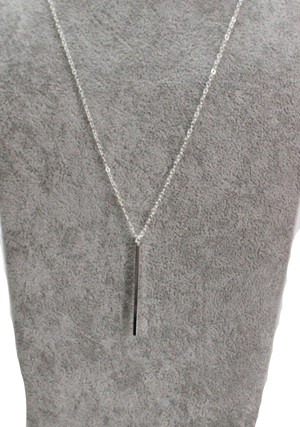 Spruced Roost Jewelry Silver Hollow Pendant Bar Simple Long Necklace Delicate link Chain 27" Long