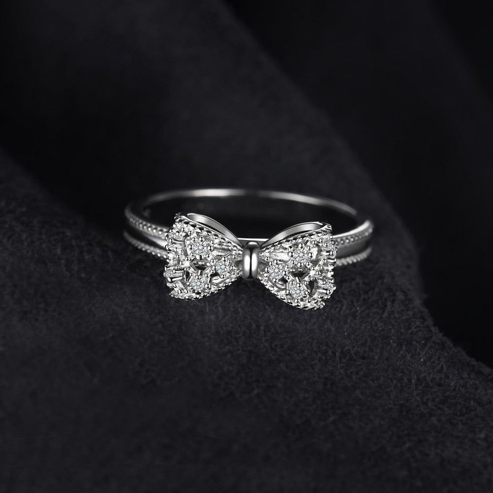 A JewelryPalace Official Store Jewelry Knotted Bow CZ Ring 925 Sterling Silver - Sz 6-9