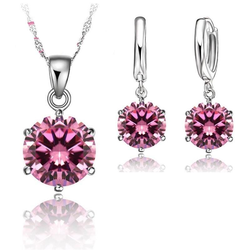 Spruced Roost Jewelry Sets 925 Sterling Silver Necklace and Earring Set - 1 Sz - 8 Colors