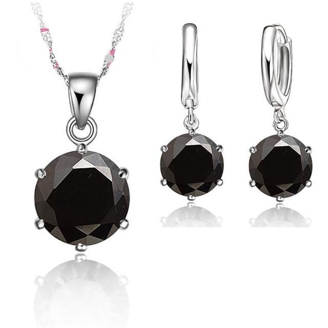 Spruced Roost Jewelry Sets black 925 Sterling Silver Necklace and Earring Set - 1 Sz - 8 Colors