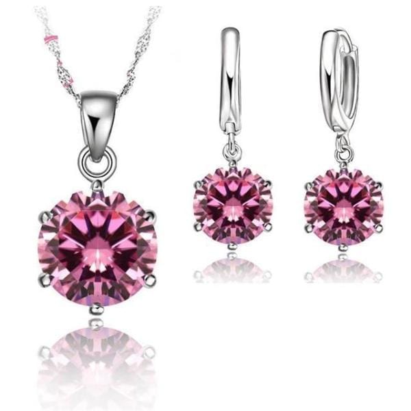 Spruced Roost Jewelry Sets 6720 925 Sterling Silver Necklace and Earring Set - 1 Sz - 8 Colors