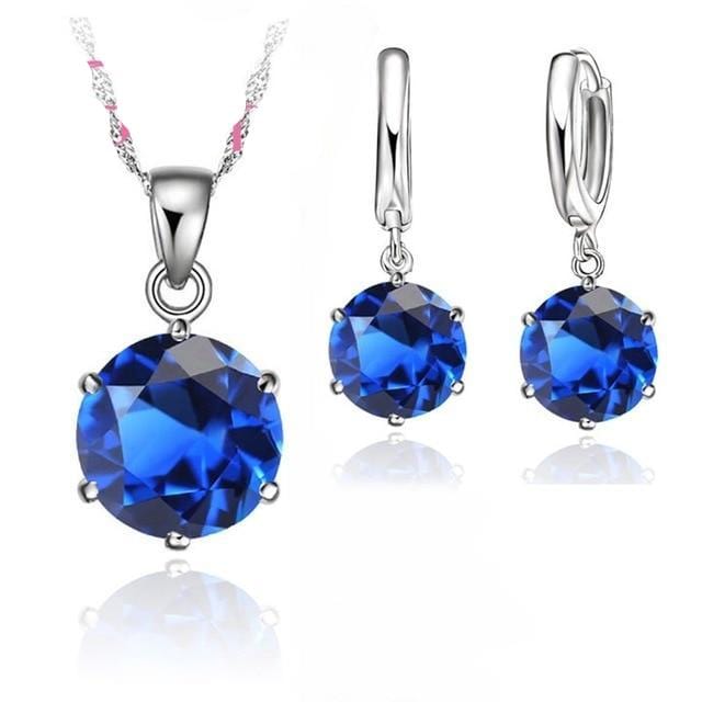 Spruced Roost Jewelry Sets blue 925 Sterling Silver Necklace and Earring Set - 1 Sz - 8 Colors