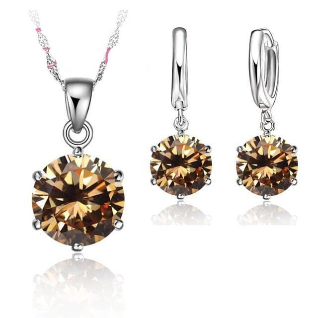 Spruced Roost Jewelry Sets Champagne 925 Sterling Silver Necklace and Earring Set - 1 Sz - 8 Colors