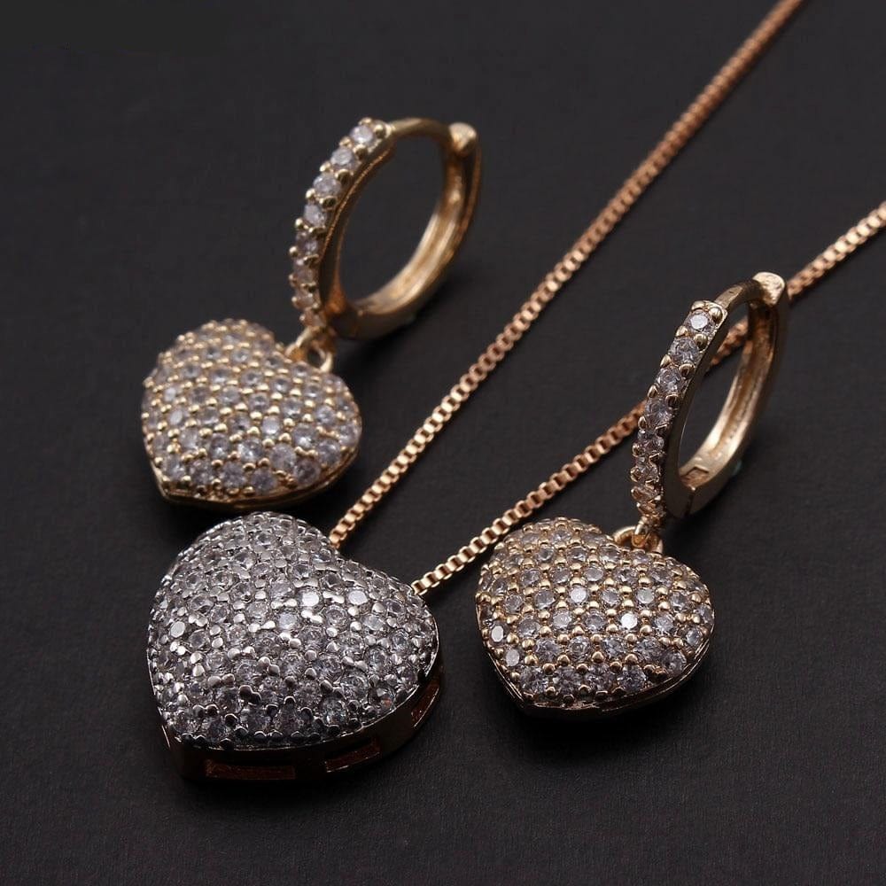 Fashion's Jewelry Jewelry Sets Love Heart Zircon Necklace or Earrings