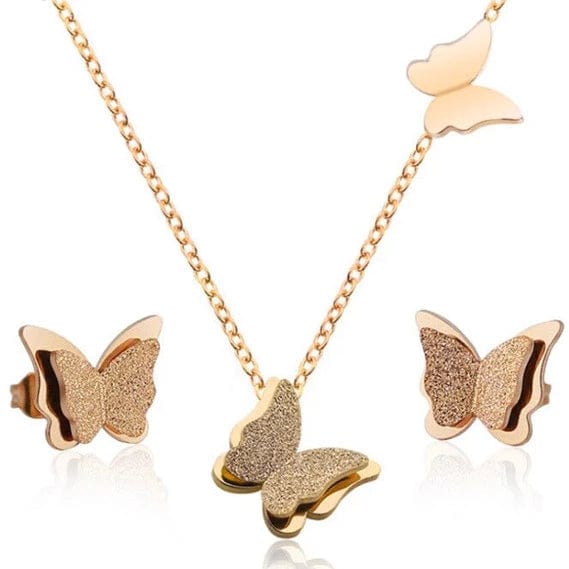 Spruced Roost Jewelry Sets TZ019 2 Stainless Steel Butterfly Jewelry - 3 pc Set