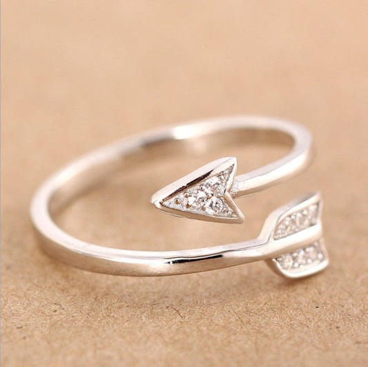 Spruced Roost Jewelry Silver Plated Arrow crystal rings Adjustable