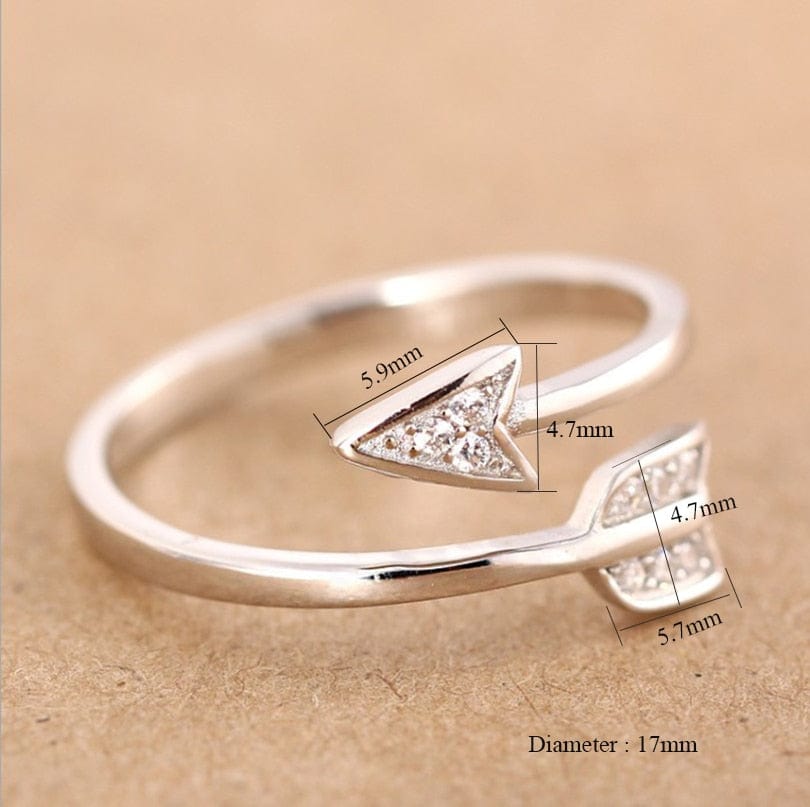 Spruced Roost Jewelry Silver Plated Arrow crystal rings Adjustable