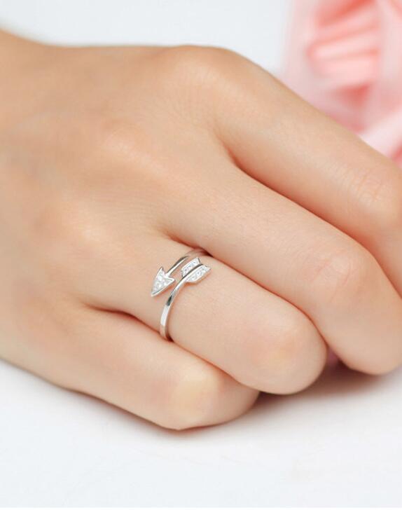 Spruced Roost Jewelry Silver Plated Arrow crystal rings Adjustable
