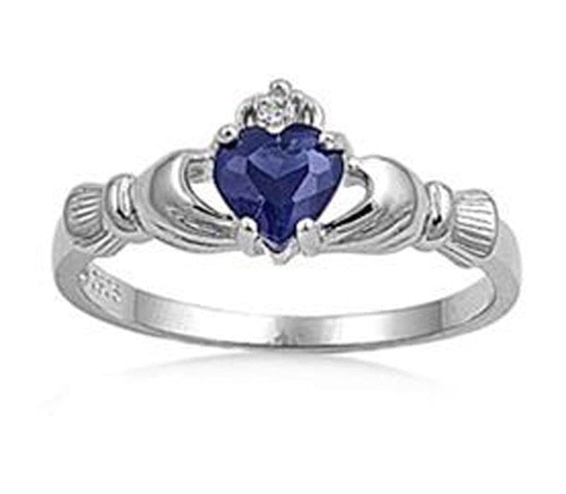 Spruced Roost Jewelry 6 / 09. September / Silver Plated Silver Plated Irish Claddagh Love & Friendship Heart Ring Sz: 6-10 - Birthstone Colors
