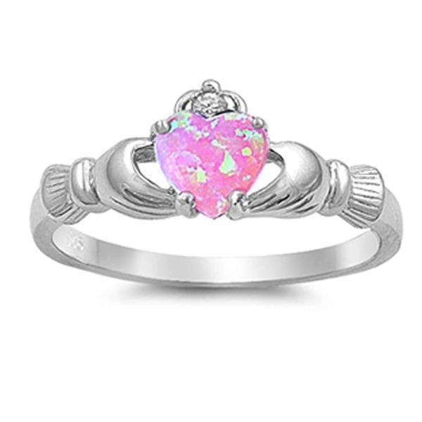 Spruced Roost Jewelry 6 / 06. June / Silver Plated Silver Plated Irish Claddagh Love & Friendship Heart Ring Sz: 6-10 - Birthstone Colors