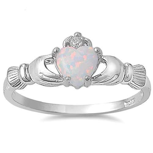 Spruced Roost Jewelry 6 / 10. October / Silver Plated Silver Plated Irish Claddagh Love & Friendship Heart Ring Sz: 6-10 - Birthstone Colors