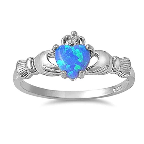 Spruced Roost Jewelry 6 / 12. December / Silver Plated Silver Plated Irish Claddagh Love & Friendship Heart Ring Sz: 6-10 - Birthstone Colors